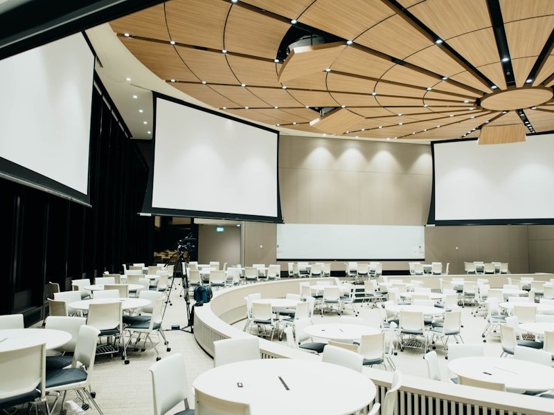 Conference room prepared for a multi-track leadership event